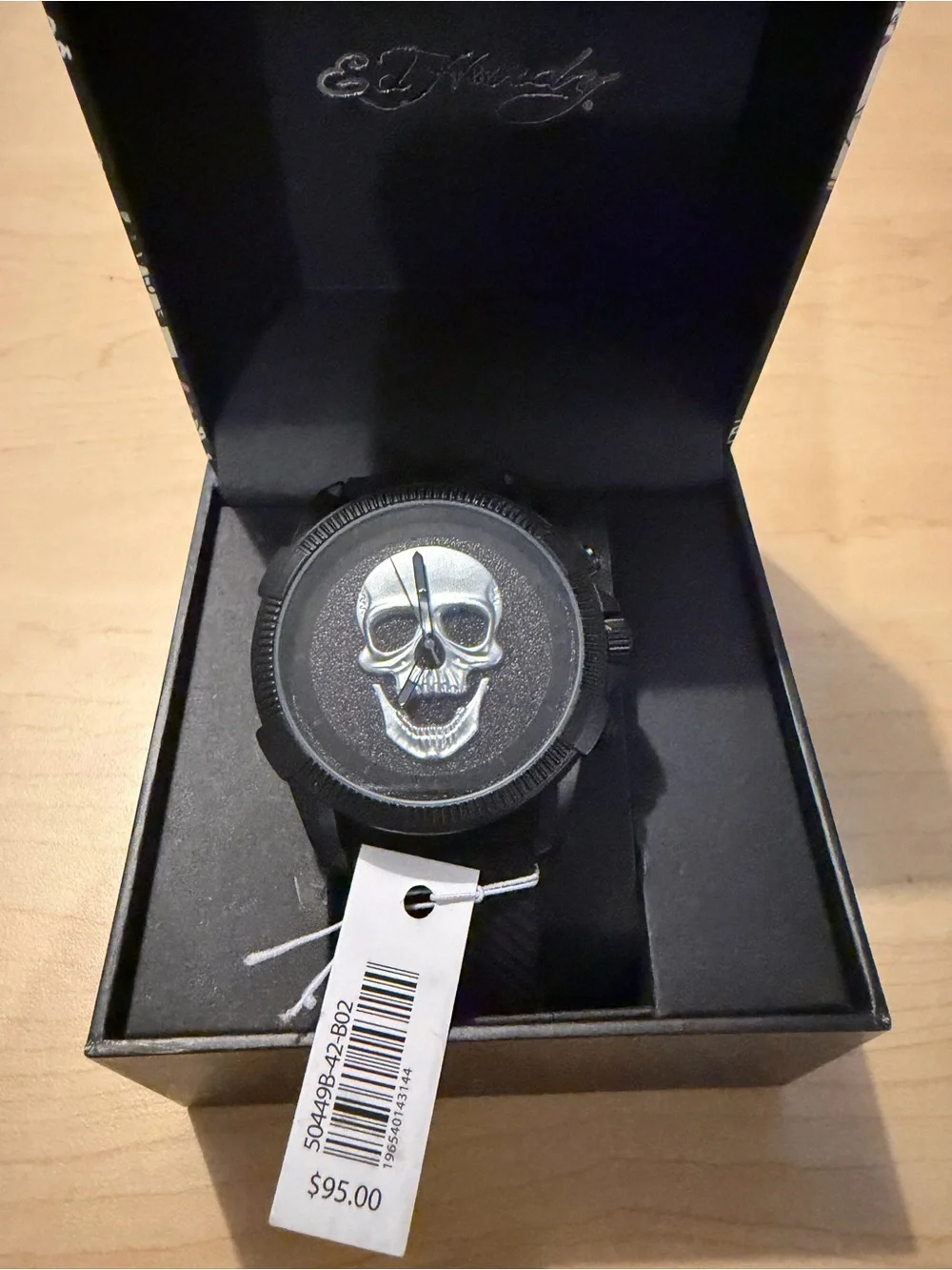 Ed Hardy Black Watch with Silver Skull Dial
